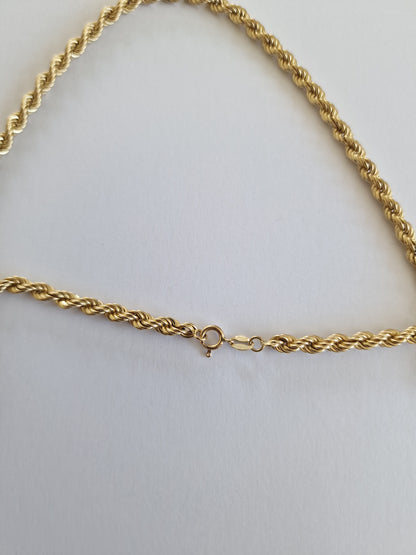 9ct Gold Rope Chain 18inches 7.57g Hallmarked 375